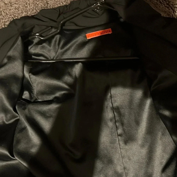 Alice +  Olivia Black Ruffle Jacket Blazer, Size Small - Picture 16 of 17